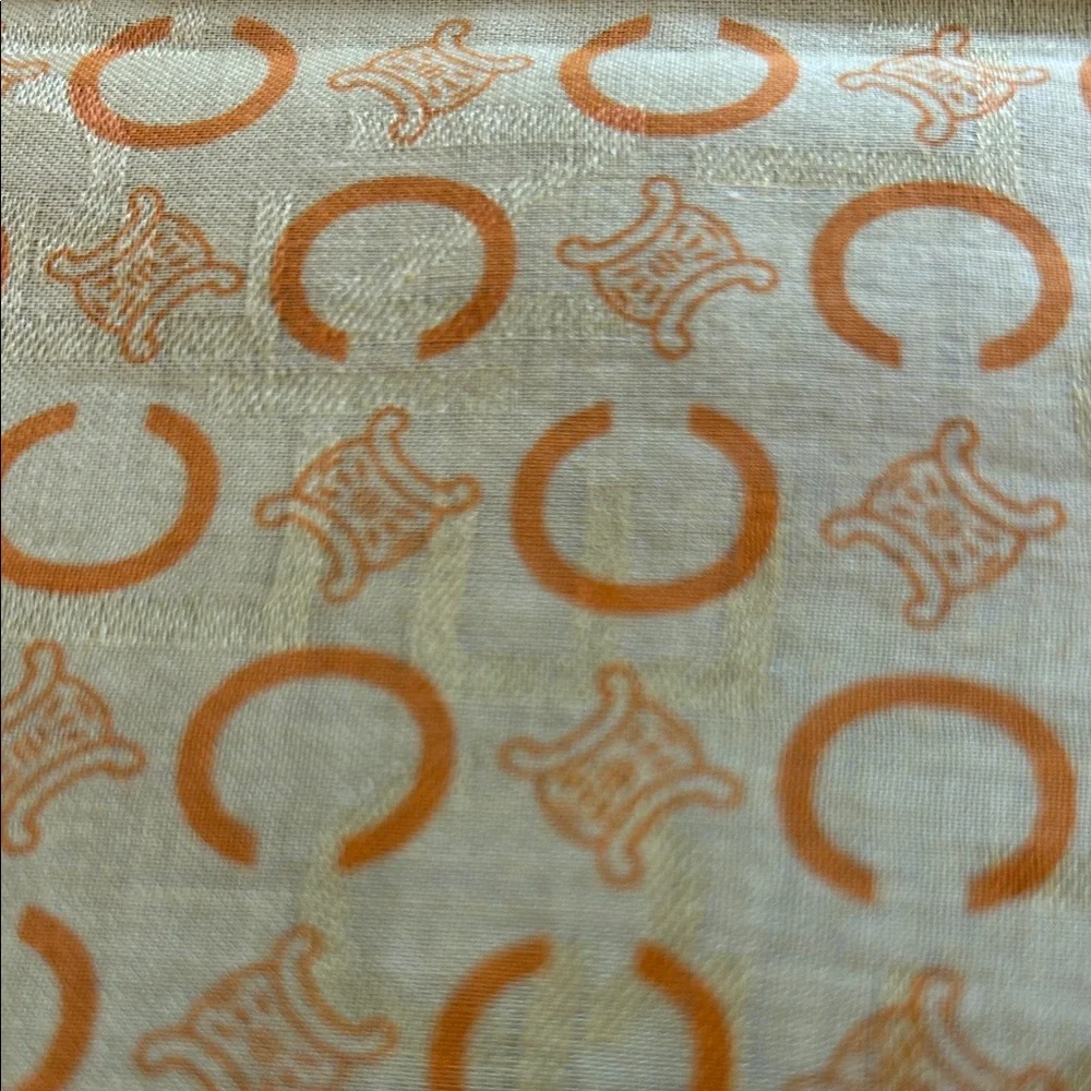 Celine Vintage Silk Monogrammed Scarf 22x22 approx